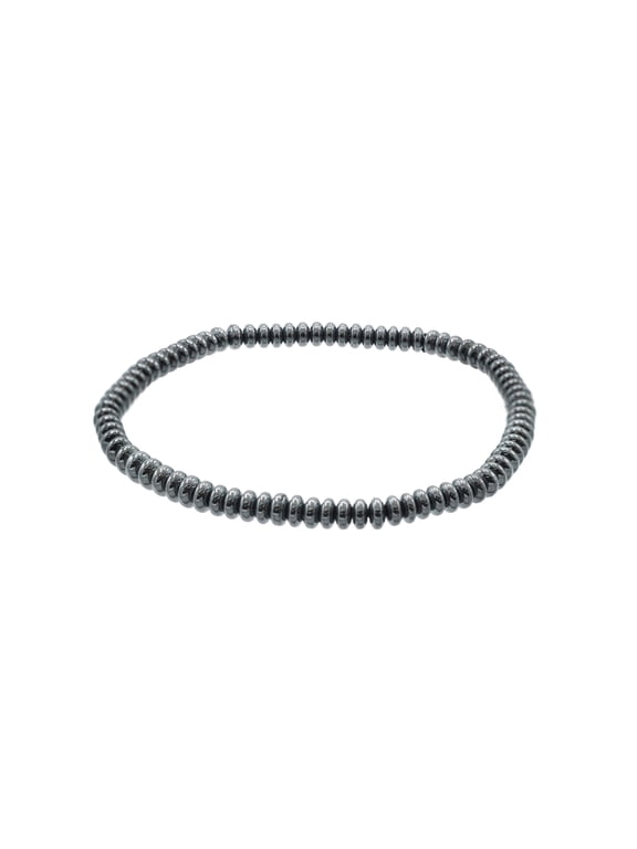 4mm Saucer-shaped Hematite Discs Stretch Bracelet, 7"