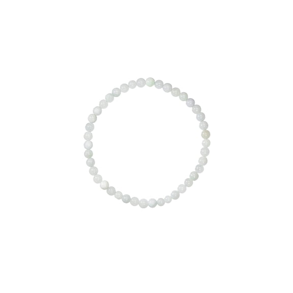 LTC Designs 4mm Shiny Round (Burmese Jadeite) Jade Stretch Bracelet, 6.5"