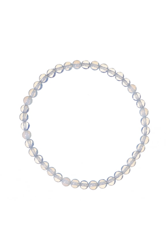 4mm Shiny Round Opalite Stretch Bracelet, 7", for Adults