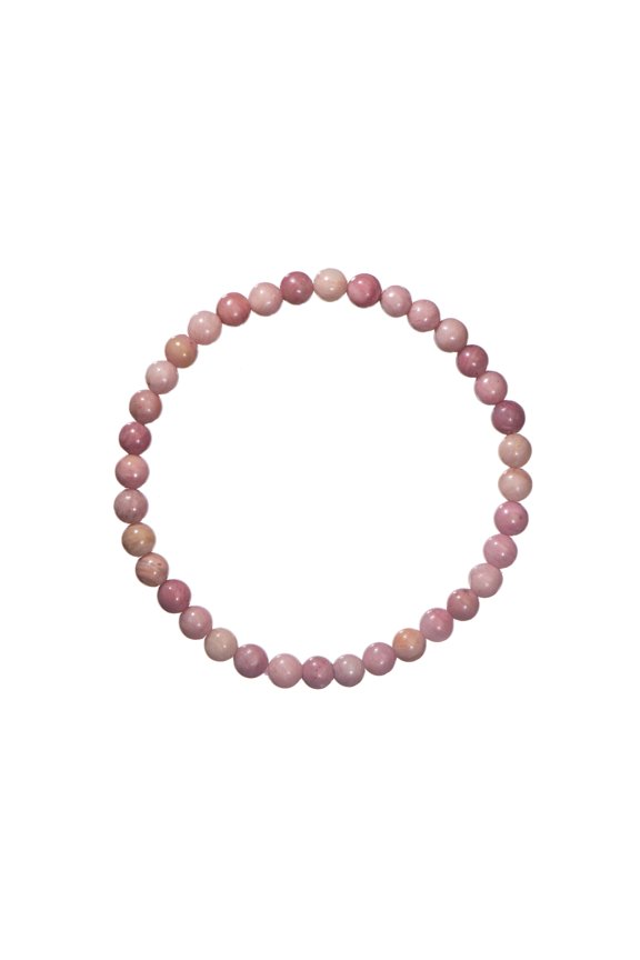 4mm Shiny Round Rhodonite Stretch Bracelet, 7.5", for Adults