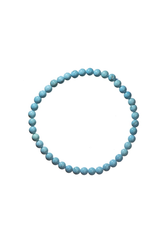 4mm Shiny Round Turquoise-Colored Howlite Stretch Bracelet, 8", for Adults