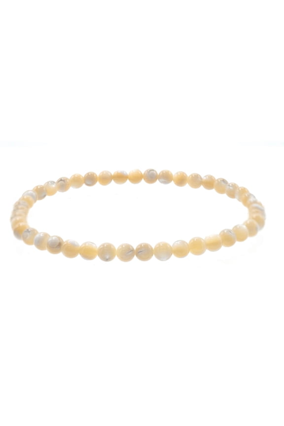 4mm Smooth Beige Shell Stretch Bracelet, 8", for Adults