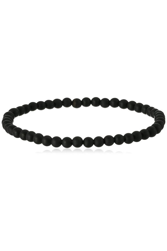 4mm Smooth Round Matte Black Onyx Stretch Bracelet, 6.5" for Women, Men, and Friends. Great for Stacking and.Perfect for Everyday Wear or Gifts.