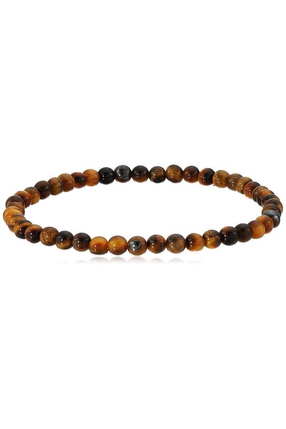 4mm Smooth Round Tiger's Eye Stretch Bracelet, 7" for Men, Women and Friends, Protective Stones