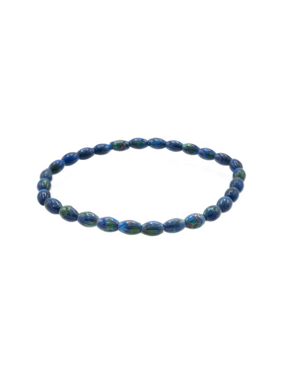 Oval-Shaped Azurite Malachite Stretch Bracelet, 7" for Unisex Adults
