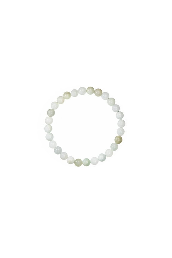6mm Shiny Round (Burmese Jadeite) Jade Stretch Bracelet, 6.5"