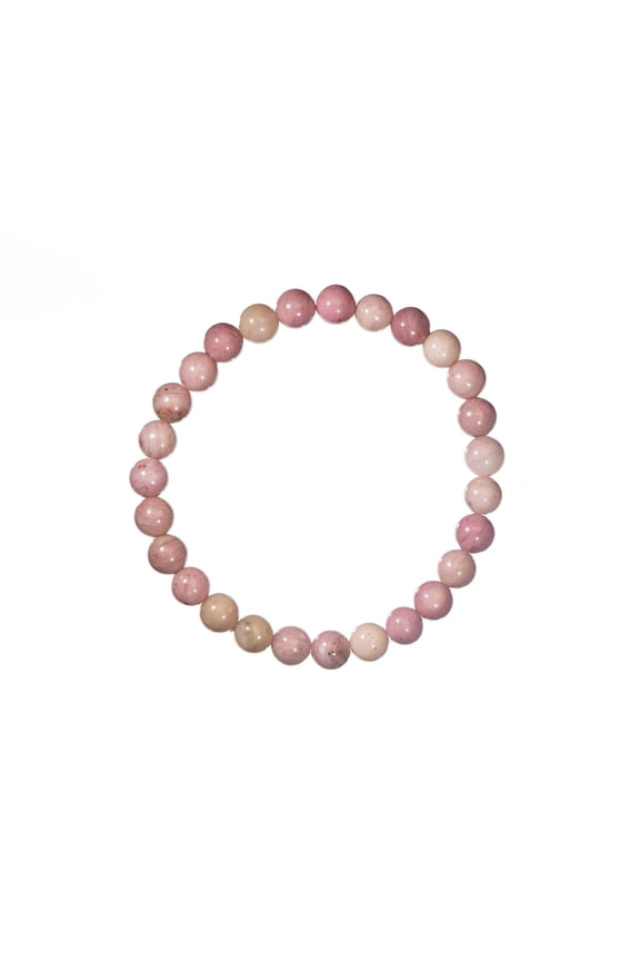6mm Shiny Round Rhodonite Stretch Bracelet, 7" for Unisex Adults