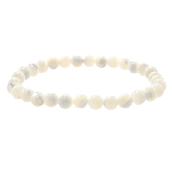 LTC Designs 6mm Smooth White Shell Stretch Bracelet, 8"