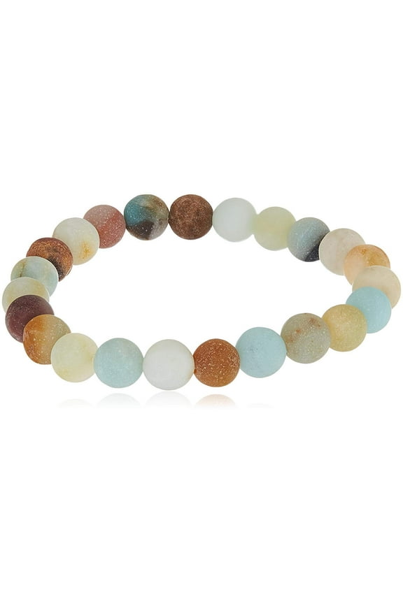 8mm Smooth Round Multi Matte Amazonite Stretch Bracelet, 7"