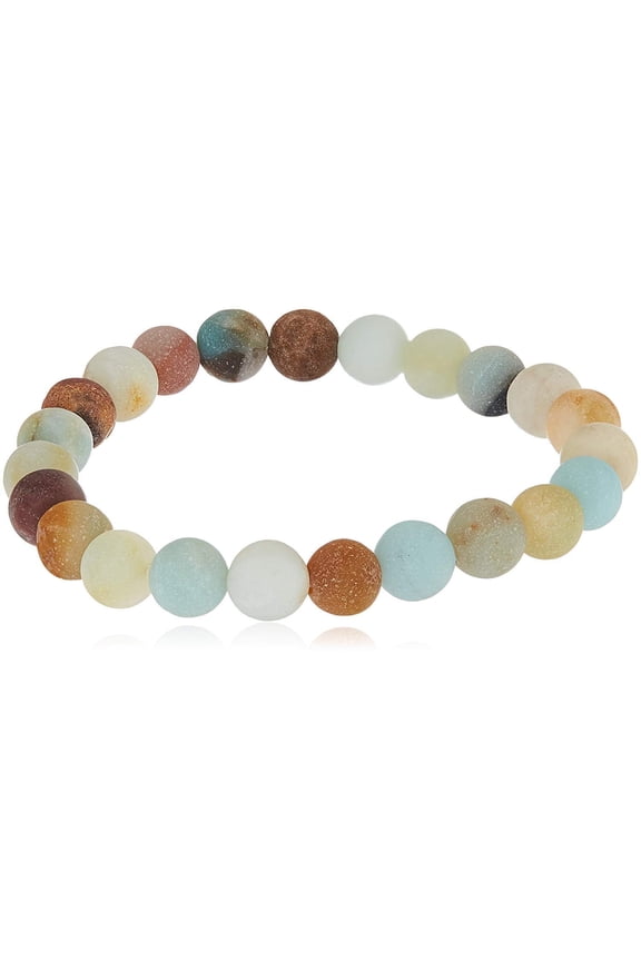 8mm Smooth Round Multi Matte Amazonite Stretch Bracelet, 8" for Unisex Adults