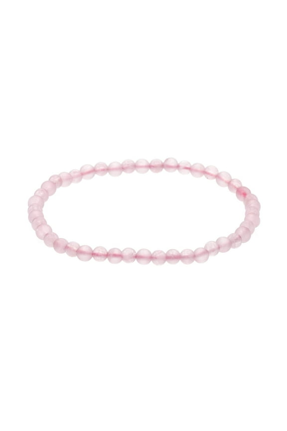 Alternating Matte and Glossy 4mm Rose Quartz Stretch Bracelet, 8" for Unisex Adults