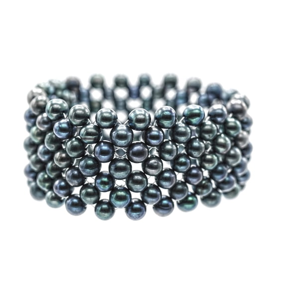LTC Designs Dyed Black Multi-Row Cultured Freshwater Pearl Bracelets for Adults