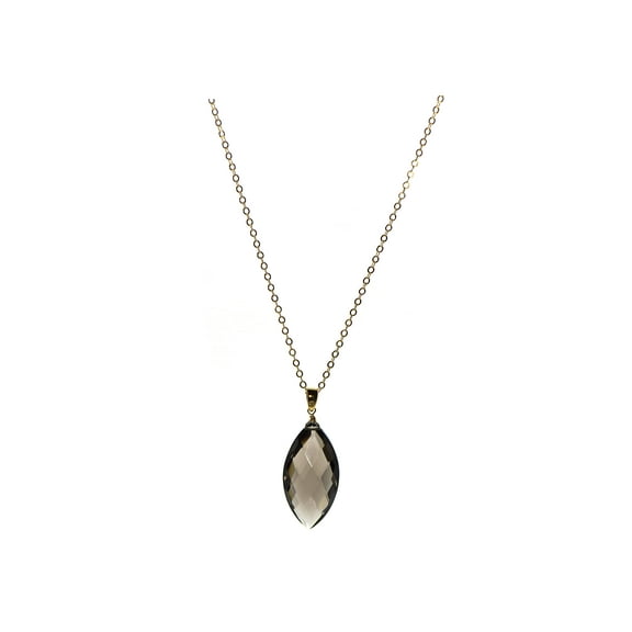 LTC Designs Faceted Marquise-Shaped Smoky Quartz on a 14k Gold-Filled Cable Chain Necklace, 18"