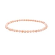 LTC Designs Genuine 4mm Round Light-Pink Angel-Skin Coral from Taiwan Stretch Bracelet, 7 for Women, Men, or Friends, Wear as a Single or Stacked with Others