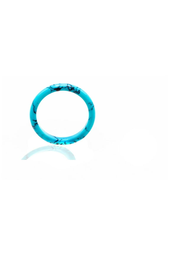 Skinny Thin-Band Ring with Turquoise-Colored Howlite, Size 5.5, for Adults