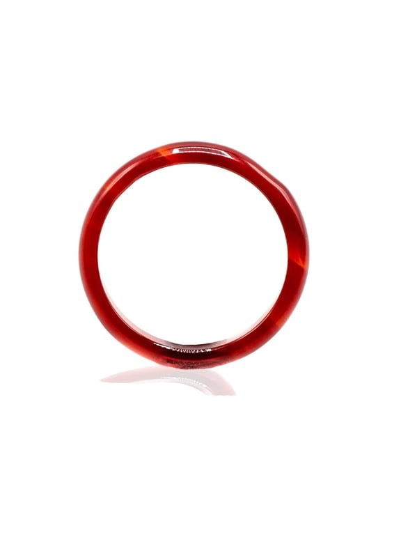 Genuine Red-Agate Skinny Thin-Band Ring, Ring Size: 7.5, for Adults
