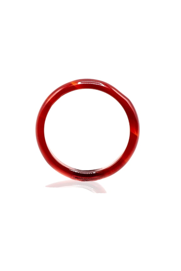 Genuine Red-Agate Skinny Thin-Band Ring, Ring Size: 7.5, for Adults