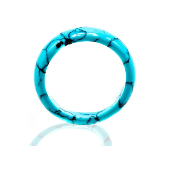 LTC Designs Genuine Turquoise-Colored Howlite Gemstone Banded Ring, (Ring Size: 7.5) for Adults
