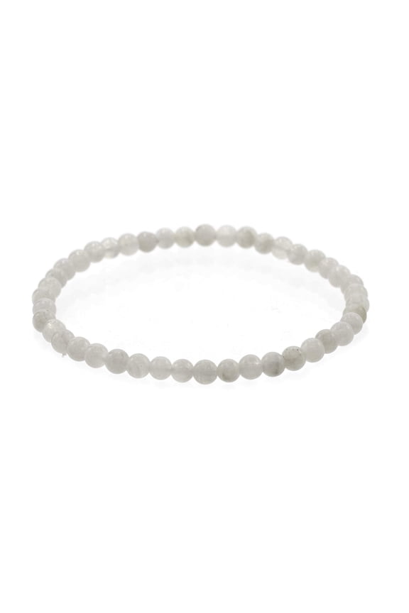 Glossy 4mm Round Moonstone Stretch Bracelet, 6.5" for Unisex Adults