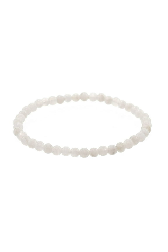 Glossy 4mm Round Moonstone Stretch Bracelet, 8" for Unisex Adults