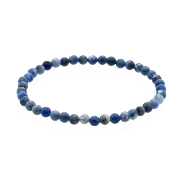 LTC Designs Glossy Smooth 4mm Round Sodalite Stretch Bracelet, 8" for Women, Men and Friends, Great for Stacking, and Everyday Wear, Perfect for a Gift or Special Occasions