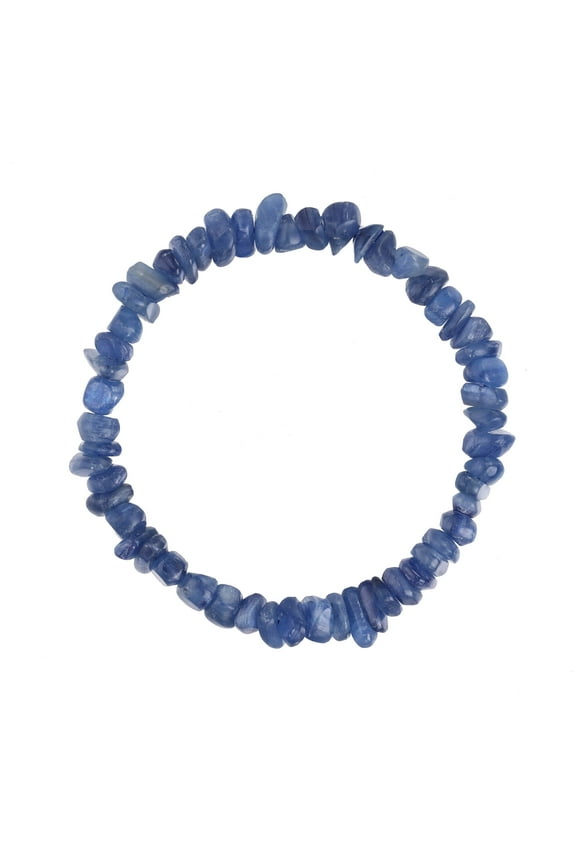 Irregular-shaped Kyanite Smooth Chips Elastic Bracelet, 7.5" for Unisex Adults