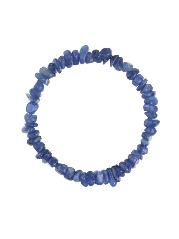 Irregular-shaped Kyanite Smooth Chips Elastic Bracelet, 7.5" for Unisex Adults