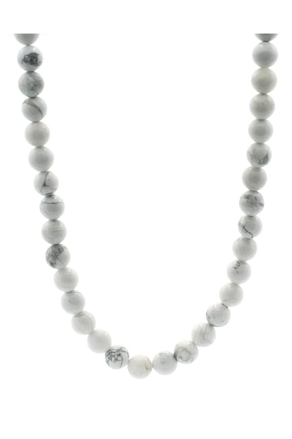 Men Shiny 10mm Endless Necklace, 30 (White Howlite) for Adults