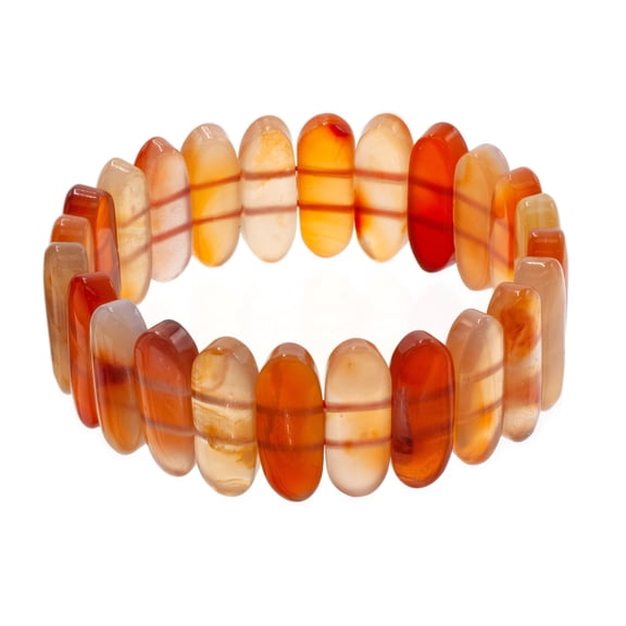 LTC Designs Mixed Carnelian Flat Oval Stretch Bracelet, 7" for Adults