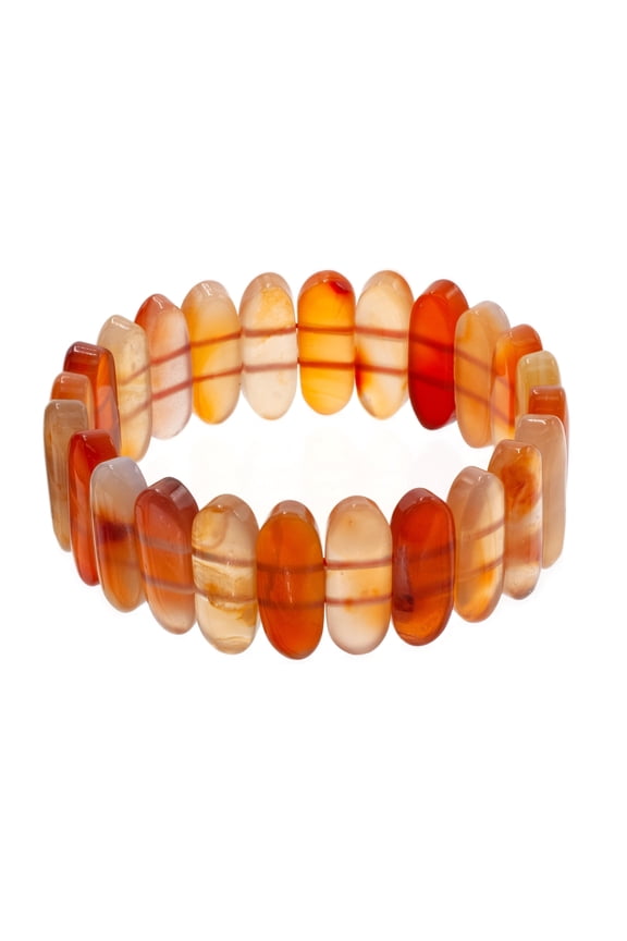 Mixed Carnelian Flat Oval Stretch Bracelet, 7" for Adults