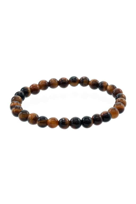 Shiny 6mm Round Tiger's Eye Stretch Bracelet, 7" for Unisex Adults