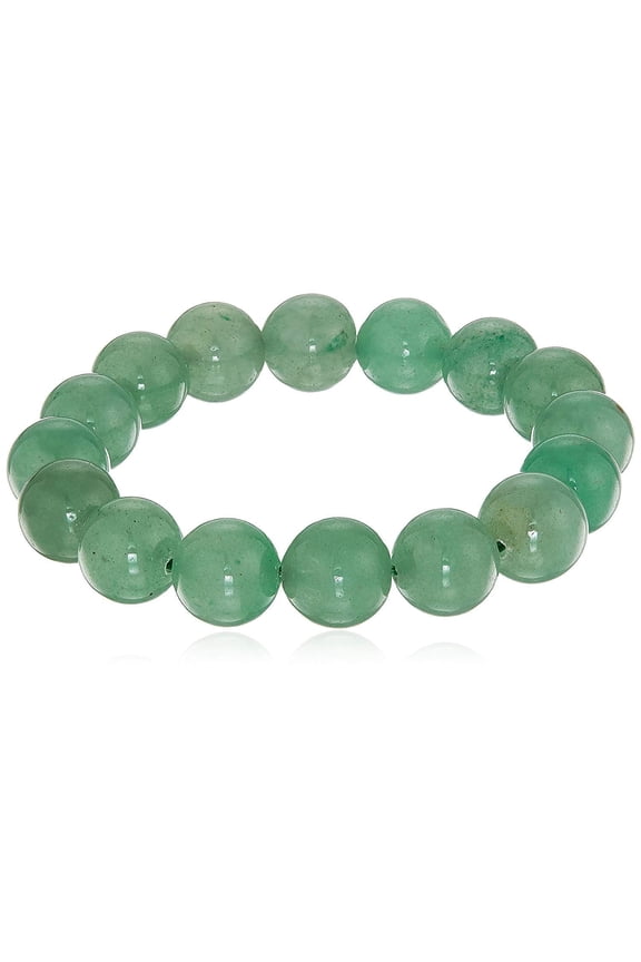 Smooth Round 12mm Green Aventurine Stretch Bracelet, 7.5"