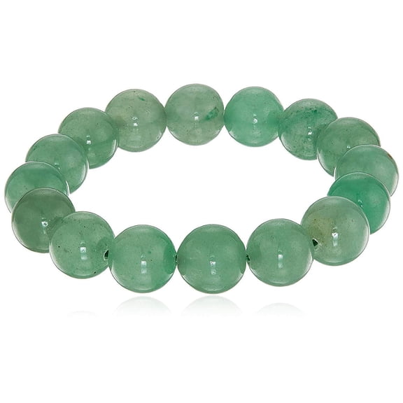 LTC Designs Smooth Round 12mm Green Aventurine Stretch Bracelet, 7" for Unisex Adults