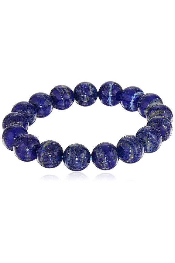Smooth Round 12mm Lapis Lazuli Stretch Bracelets, 8" for Men, Women, and Friends
