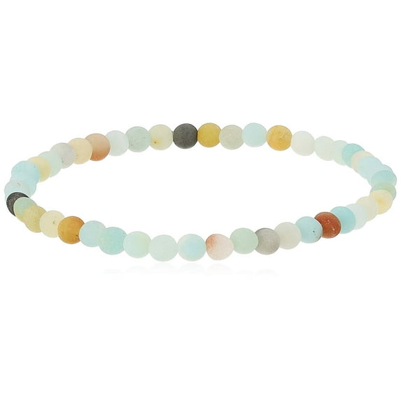LTC Designs Smooth Round 4mm Multicolor Matte Amazonite 7.5" Stretch Bracelet for Unisex Adults
