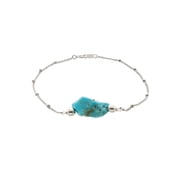 LTC Designs Sterling Silver Cosmic Chain Bracelet with Rough Turquoise Center Station, 7