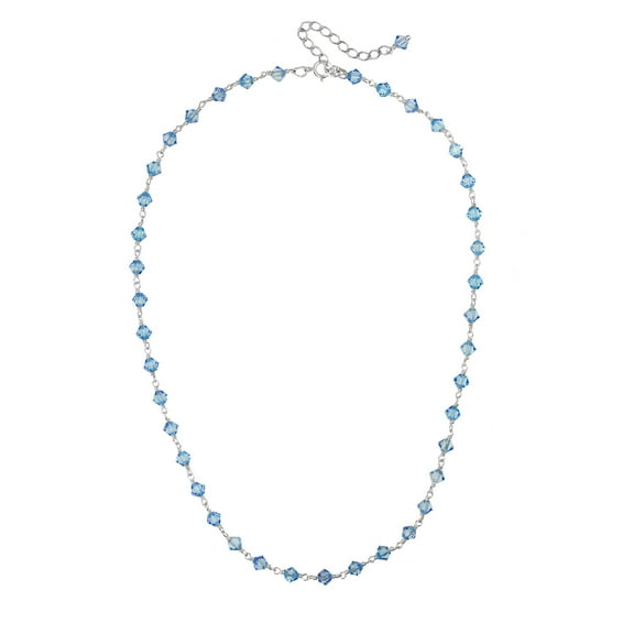LTC Designs Sterling Silver Choker Necklace with Austrian Aquamarine-Colored Crystals, for Adults