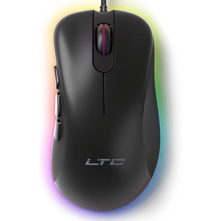 LTC GM-031 Wired Gaming Mouse, 7200 DPI Adjustable, 6 Programmable Macro Buttons, 4 RGB Backlit Mode, Ergonomic Shape, Software Support for Customization, Black