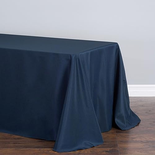 LTC LINENS 5-Pack Rectangular Tablecloths 90 in x 132 in with Rounded Corners - Navy Blue Table Cloths for 6 ft Rectangle Tables Floor Length - Polyester Fabric Cloth Table Covers for Wedding, Party