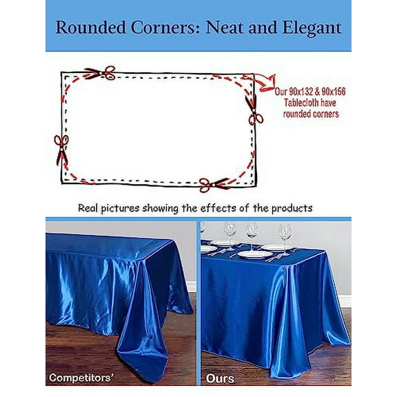 LTC LINENS 5-Pack Rectangular Tablecloths 90 in x 132 in with Rounded Corners - Peach Table Cloths for 6 ft Rectangle Tables Floor Length - Polyester Fabric Cloth Table Covers for Wedding, Party