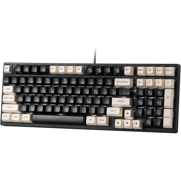 LTC NB981 Nimbleback 98 Keys Wired Mechanical Keyboard, 96% Gaming Keyboard w/White Backlit, Red Switch, 2-Layer Foam, Eclipse Black