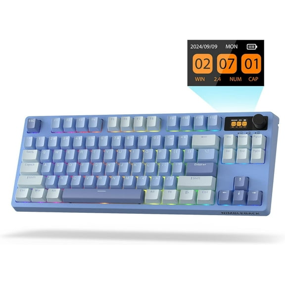 LTC Nimbleback NB841 PRO 75% Wireless Mechanical Keyboard w/Display Screen & Knob, 2.4G/ BT/USB-C Wired RGB 84 Keys Gaming Keyboard, 3-Layer Dampener, Hot Swap PCB, Software Support, Linear Switch