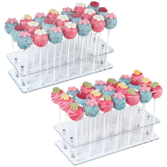 LTECARP 2 Pack Cake Pop Stand - 21 Holes Lollipop Display Stand, Acrylic Cake Pops Holder Disply for Weddings, Baby Showers, Birthday, Party, Halloween Candy Decorative
