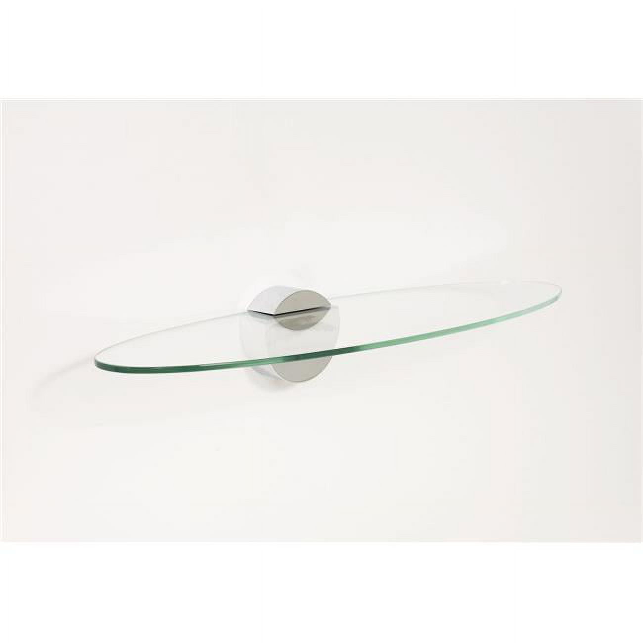 23.5" Clear Glass Oval Floating Shelf with Titanium Bracket