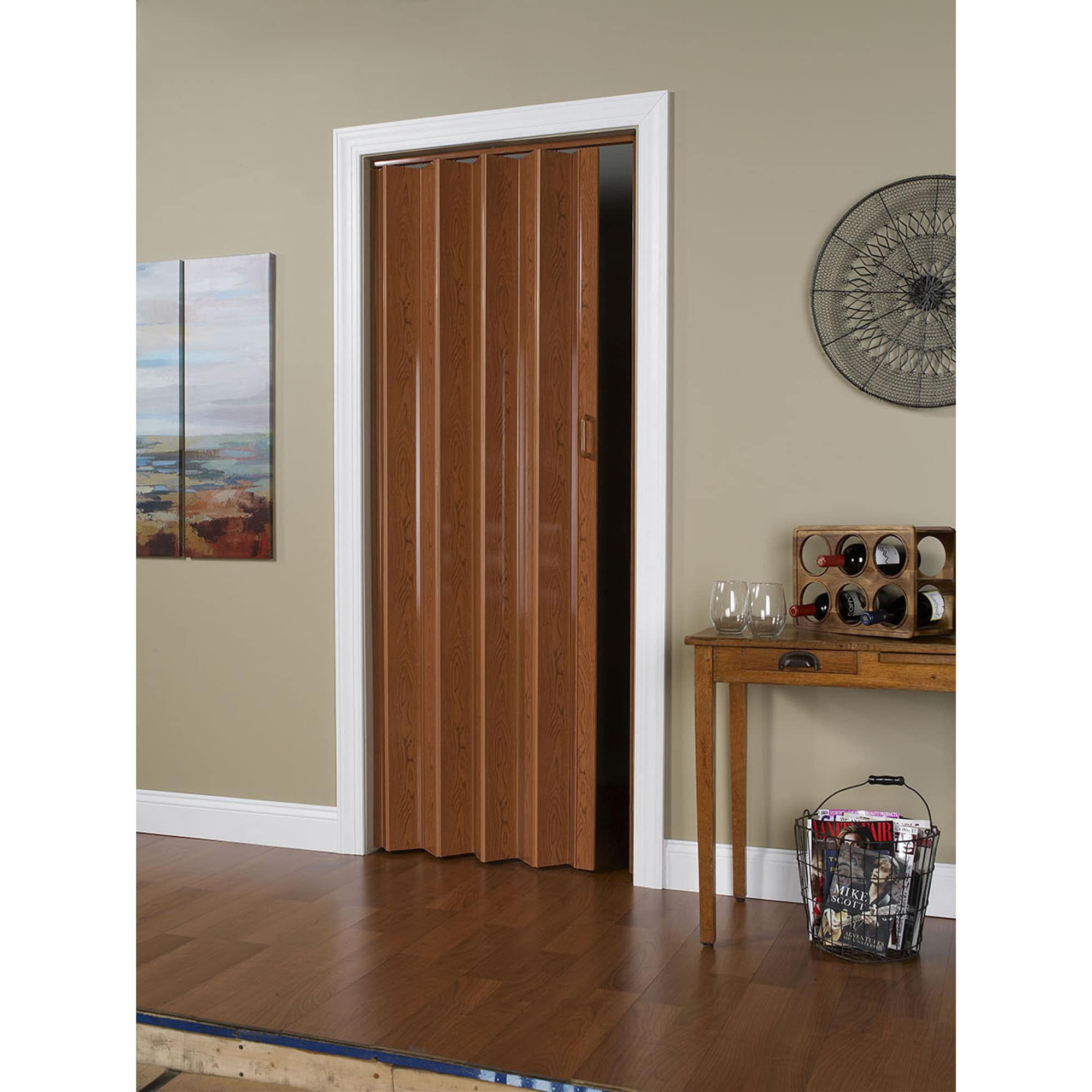 LTL Home Products Oakmont Accordion Foldable Vinyl Closet Door, 48 x 80
