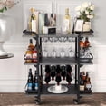 thumbnail image 1 of LTMATE 3-Tier Rolling Bar Cart with Wine Storage & Glass Holders, Modern Kitchen Island Trolley, Indoor-Outdoor Serving Cart, 1 of 1