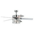 LTMATE 52" Crystal Ceiling Fans With Remote Control, Low Profile Flush