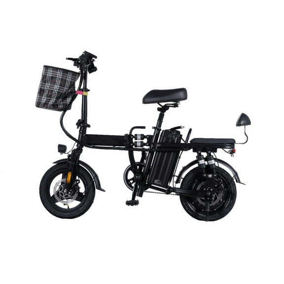 LTMATE A9 48V 500W Electric Bike with 15Ah Battery, LED Display, Shock Absorption, Foldable Design, and Anti-Theft Alarm - Black