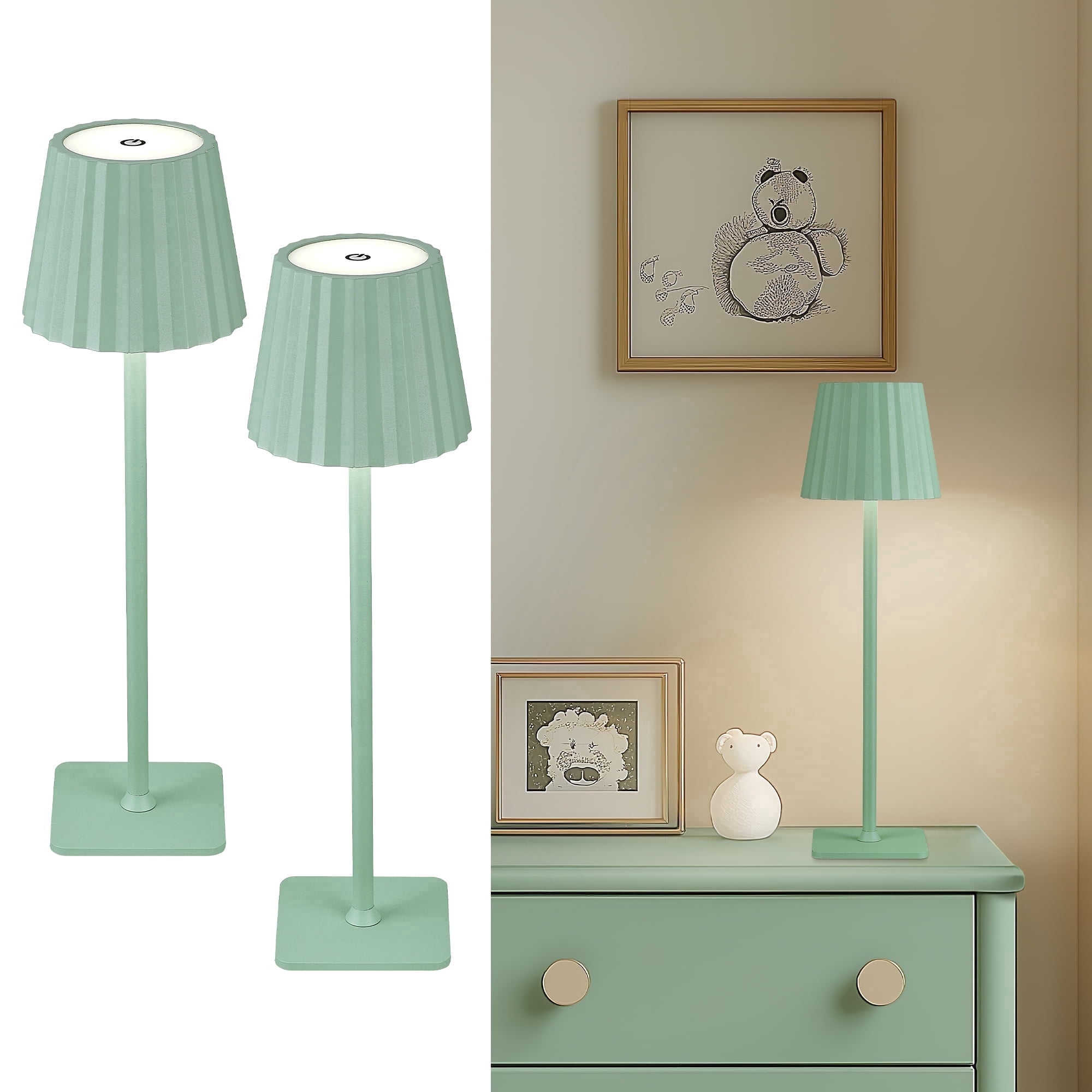 Cordless LED Table Lamps, with 5200mAh Battery, Touch Control, 3 Colors Stepless Dimming for Home Office Restaurant Bedroom Bars (2 Pack)