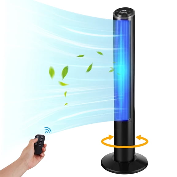 LTMATE Smart Tower Fan with Remote Control, 80 Oscillating, 6 Hyper Speeds, 3 Modes, 15H Timer, 40Portable Floor Bladeless Fan for Bedroom Home Office, Detachable cleaning